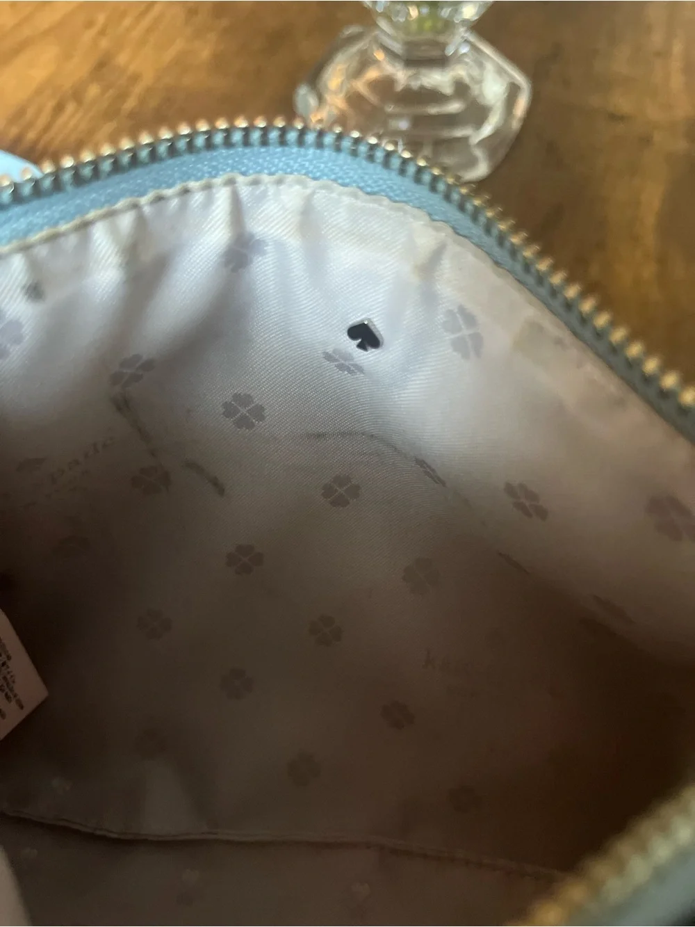 Kate Spade Polly Pebbled Leather Crossbody Bag Powder Blue Silver Hardware